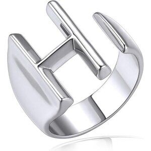 Letter H Initial Silver Rings Adjustable Gold Statement Ring